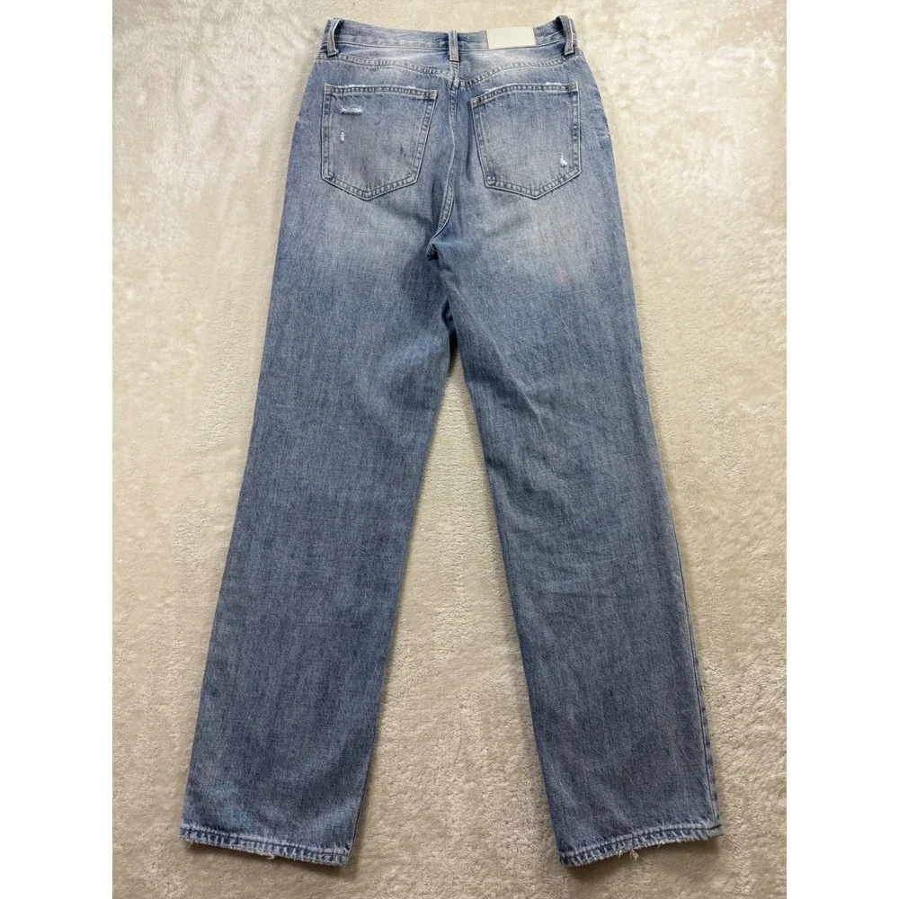 Pistola Womens Cassie Super High Rise Blue Straight Jeans 26 Meas: 27x30.5